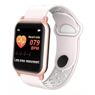 Reloj Inteligente Smartwatch Smartband Contra Agua Ky11 Color De La Caja Negro Color De La Correa Rosa