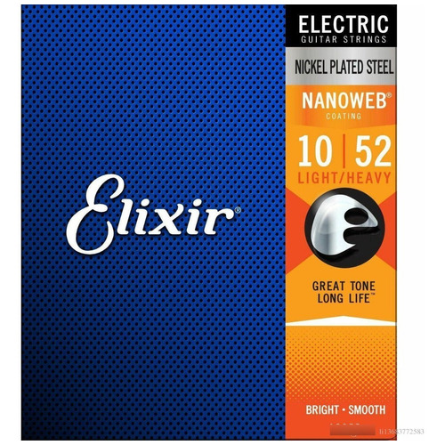Elixir Nanoweb Light Heavy 12077 10-52 Cuerdas Eléctrica