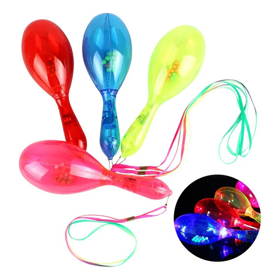 Maracas Con Luz De Colores X12 Docena Para Cotillon Fiestas 