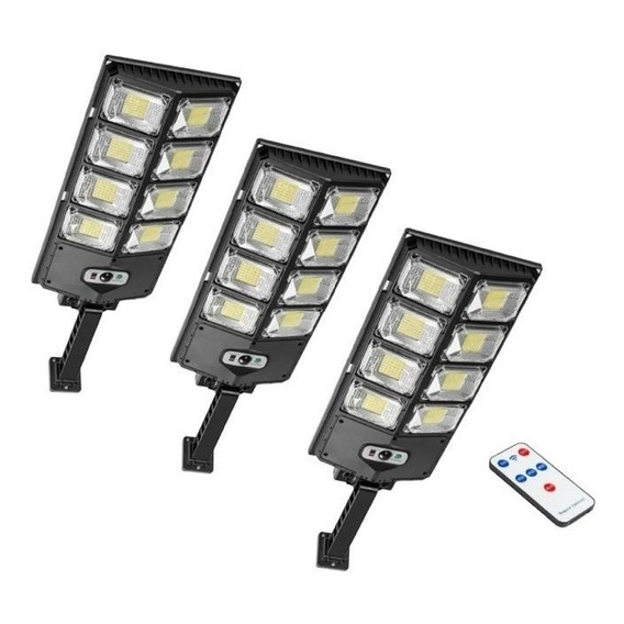 Pack X3 Focos Solares Potente Led Con Sensor Exterior 200w