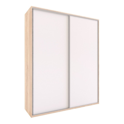 Ropero Placard 180 Cm Moderno 2 Puertas Corredizas Melamina Color Roble Nebraska Natural Con Blanco