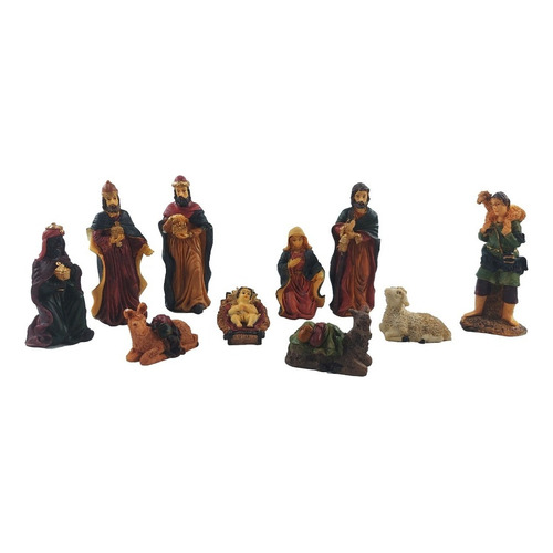 Set de natividad navideña de resina de 10 piezas