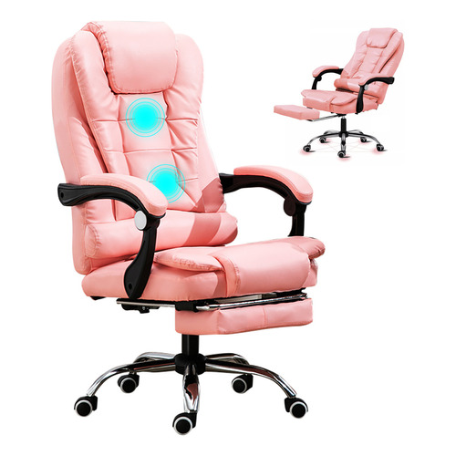 Silla de escritorio Kases HM26 ergonómica  rosa con tapizado de cuero sintético