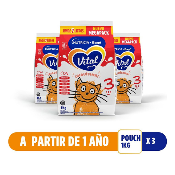 Leche Formula En Polvo Vital 3 - Pouch 1kg Pack X3un