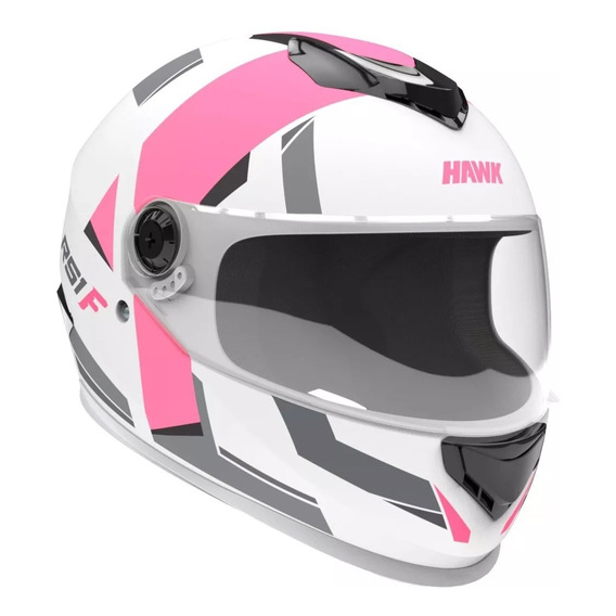 Casco Integral Hawk Rs1 F Blanco Fucsia Damas Mujer Fasmotos