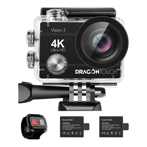 Videocámara Dragon Touch Action Camera Vision 3 4K negra