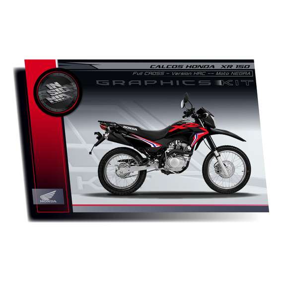 Calcos Honda Xr 150 Negro- Full Cross- Versión Hrc- Insignia