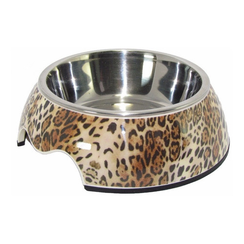 Plato Comedero Lujo Para Perro Mascota Pet75 Leopardo 160ml