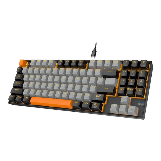 Teclado gamer E-Yooso Z-13 QWERTY color gris y negro con luz naranja