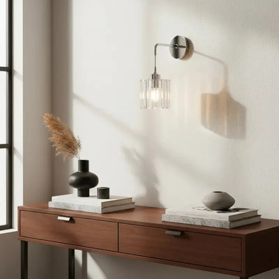 Aplique Colgante Prisma R Cristal Cromo Apto Led E27