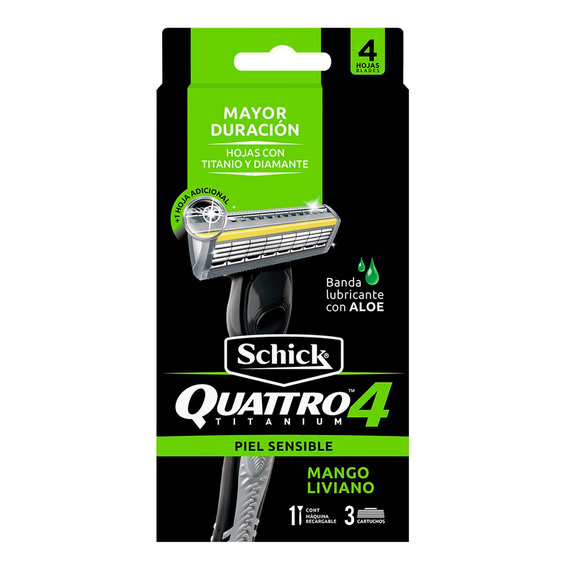 Schick Quattro4 Titanium Piel Sensible Maquina De Afeitar