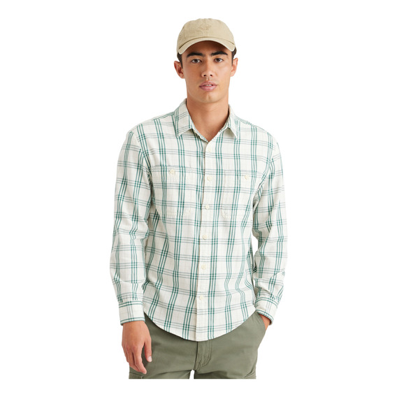 Camisa Hombre Work Regular Fit Blanco-verde Dockers