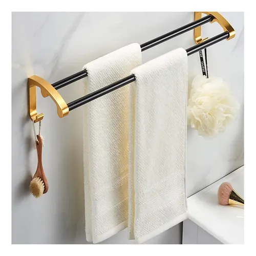 Toalleros De Baño, 2 Piezas, Dorado Y Negro, Dorado Cepillado Y