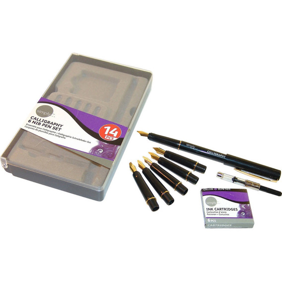 Set Caligrafía Pluma Caligráfica Daler Rowney 14p Recargable