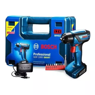 Taladro Atornillador Inalámbrico De 6mm Bosch Gsr 1000 12v + Accesorio Con Maletín De Transporte 220v 50hz