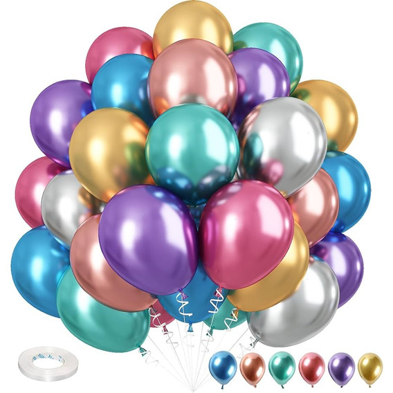 Globos Metalizdos Cromados(shuaian)(50 Unidades)(10nch)