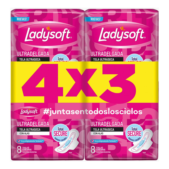 Ladysoft Toalla Ultra Delgada Oferta 4x3