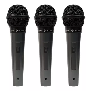 Kit 3 Microfones Vocal Profissional Kadosh K300 + 3 Cabos 3m Cor Preto