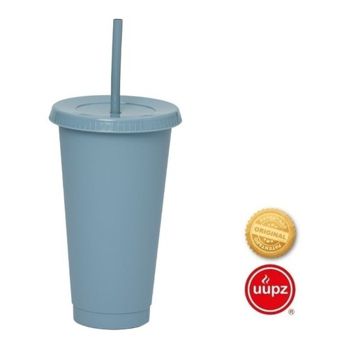 10 Vasos Reusables Con Popote Para Cafe Frio 24 Oz Color Azul pastel