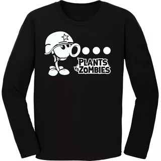 Remera Plantas Vs Zombis Brilla En La Oscuridad Manga Largas