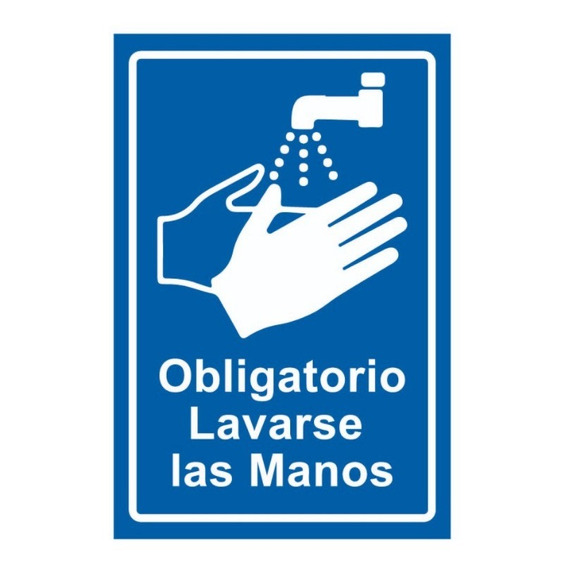 Señaléticas Autoadhesivas - Obligatorio Lavarse Las Manos