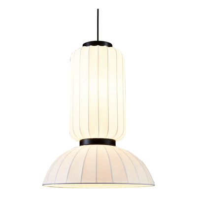 Colgante Olimpo 2 Diseño Moderno Tela Deco 45cm Apto Led E27 Blanco