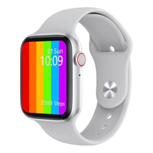 Smartwatch Microwear W26 1.75" caja de  aleación de zinc  plateada, malla  blanca