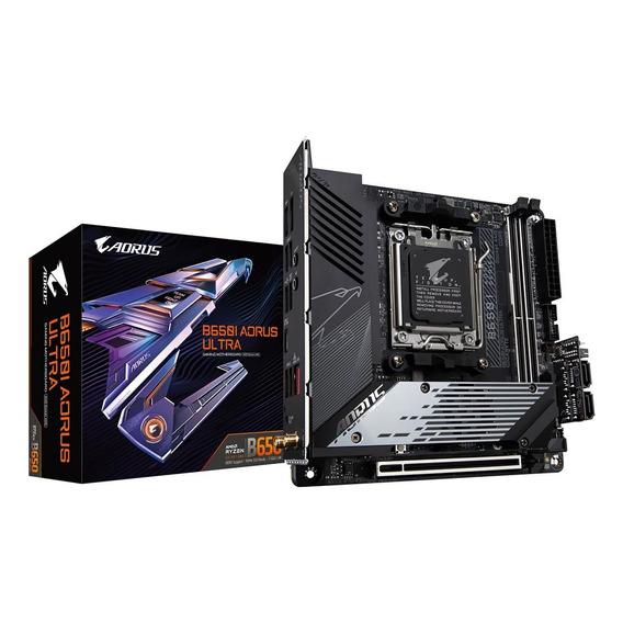 Placa madre Gigabyte B650i Aorus Ultra Am5 Ddr5 Wifi 6, color negro