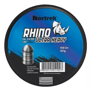 Chumbinho Nortrek Rhino 5,5 Mm C/100 Un Pesado Jumbo Pcp