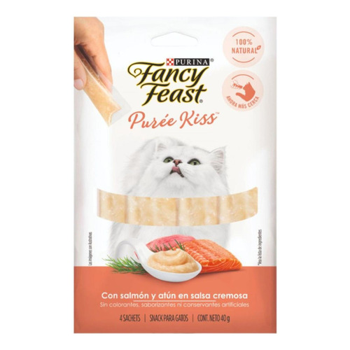 Pack 4 Sachets Gato Purina Pure Kiss 40g Salmon Y Atún Salsa