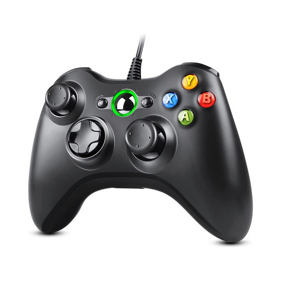 Joystick P/ Xbox 360 Y Pc Windows C/ Cable Usb Vibra Coutas Color Negro