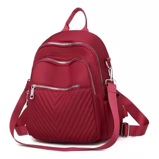 Mochila/ Bolsa Feminina Casual Impermeável Nylon Passeio Cor Vermelho