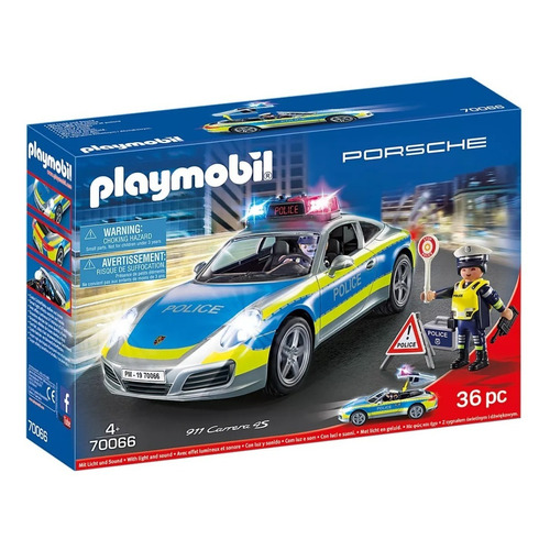 Juego Playmobil City Action Porsche 911 Carrera 4s Policía 36 Piezas 4+