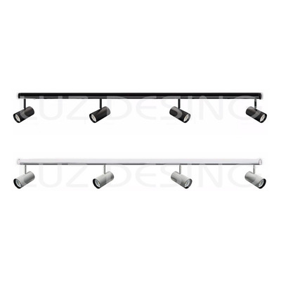 Riel 2 Metros Con 4 Spot Mac Apto Led Gu10 Blanco Y Negro