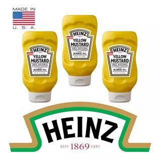 Mostaza Heinz Yellow Mustard 396g Importada Eeuu - Pack X 3