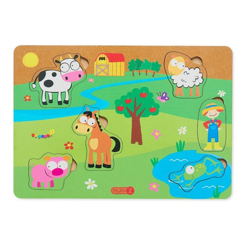 Juego Encastre Madera Animales Didácticos Infantil Niños Color Granja