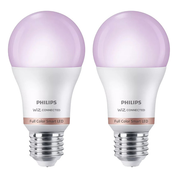 Lámpara Led Color Philips Smart Wifi 8w=60w E27 Pack X2u