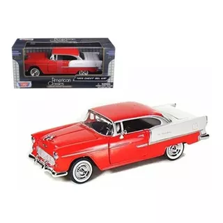 1955 Chevy Bel Air Rojo Motormax Esc 1:24 American Classic