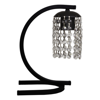 Lampara Velador Lyon Cc Led Negro Cristal Cairel Moderno