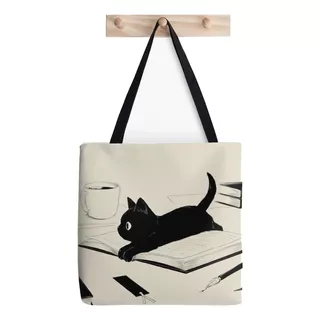 Bolsa De Tela Tote Bag Amante De Libros Jane Austen Books Color Cute Book Cat