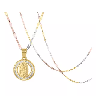 Dije Medalla Virgen De Guadalupe Con Cadena Italy Oro 10k 