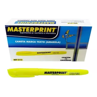Caneta Marca Texto Neon Masterprint Caixa Com 12 Unidades Cor Amarelo