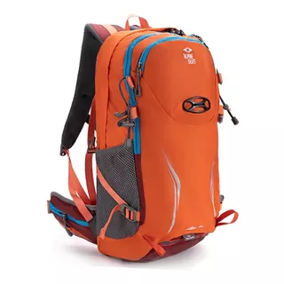 Mochila Trekking Outdoor 35 Lts Viajes Reforzada Color Naranja Diseño De La Tela Liso