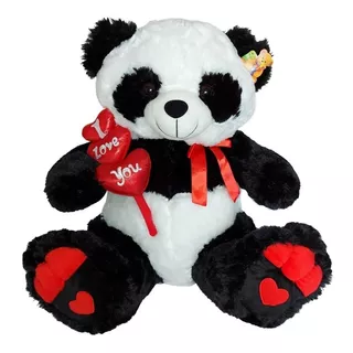 Urso De Pelúcia Panda Gigante 3 Coração 70cm I Love You