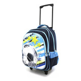 Mochila Carrito Viaje Escolar Doble Rueda Acolchonada Pelota Color Azul Oscuro 17335 Diseño De La Tela Lisa