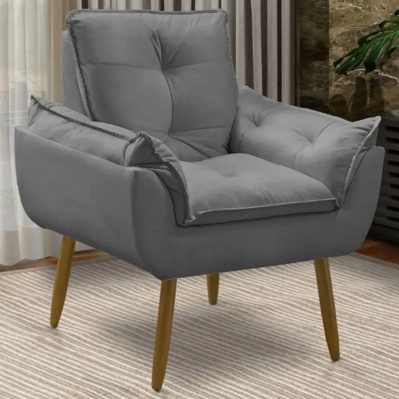 Poltrona Decorativa Opala Suede Para Sala Arapongas Luxo