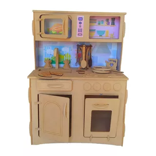 Cocinita Infantil De Madera + Stickers Fibrofacil Minichef 