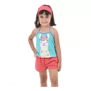 Baby Doll Infantil Alça Com Brinde Short Pijama Malha Verão