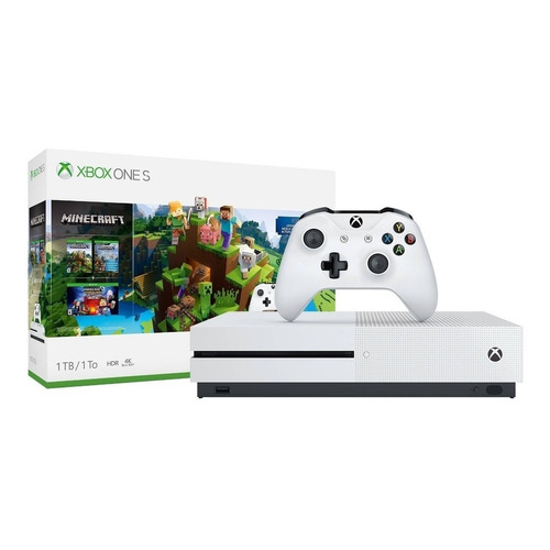Microsoft Xbox One S 1TB Minecraft Bundle  color blanco