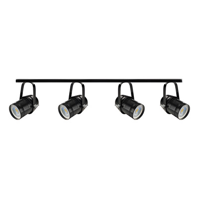 Riel 1 Mt 4 Spot Cañon Cinema Negro Deco Apto Led Gu10  - Negro